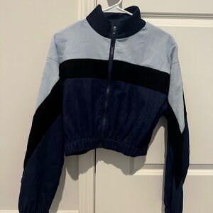 ROMWE Black and Blue Colorblock Jacket